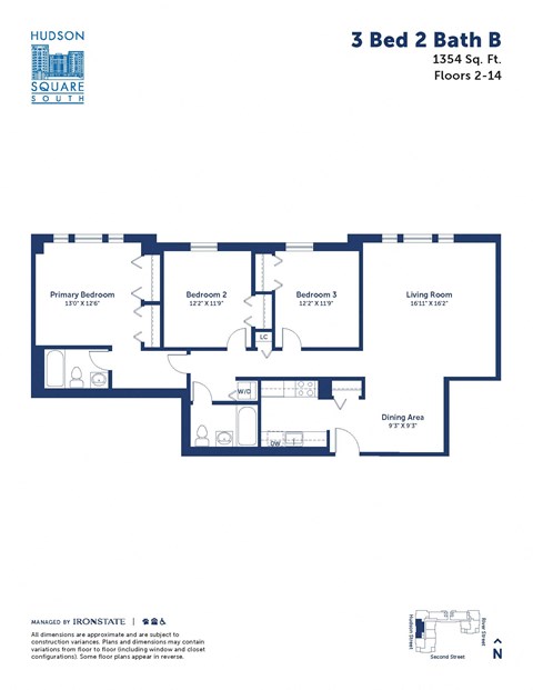the typical floor plan of the 3 bed 2 bath b floor plan